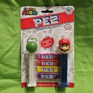 PEZ Super Mario Nintendo Yoshi Mario Dispenser Candy 2 Pack New READ